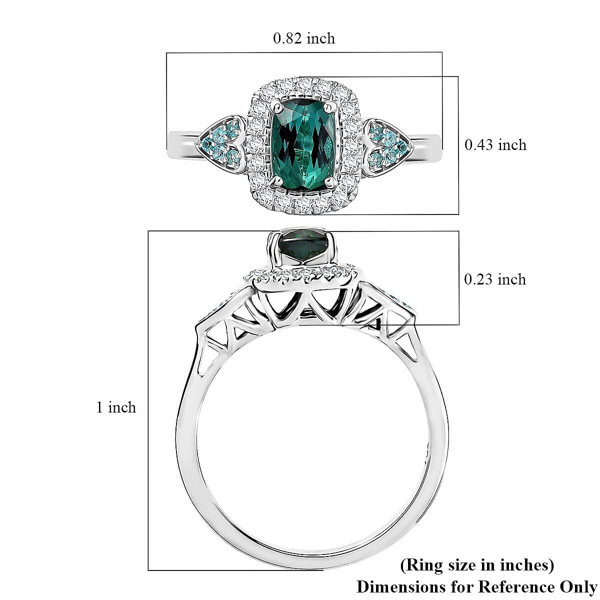 Certified and Appraised Luxoro AAA Pirineu Lagoon Tourmaline, Paraiba Tourmaline and I2 Diamond 1.11 ctw Ring in 10K White Gold (Size 10.0) image number 5