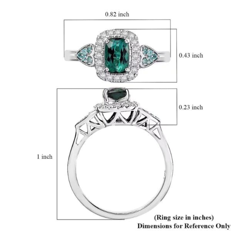 Certified and Appraised Luxoro 10K White Gold AAA Pirineu Lagoon Tourmaline, Paraiba Tourmaline and Diamond (I2) (0.22 cts) Ring (Size 12.0) 1.11 ctw