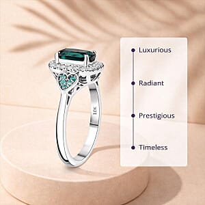 Certified and Appraised Luxoro 10K White Gold AAA Pirineu Lagoon Tourmaline, Paraiba Tourmaline and Diamond (I2) (0.22 cts) Ring (Size 5.0) 1.11 ctw