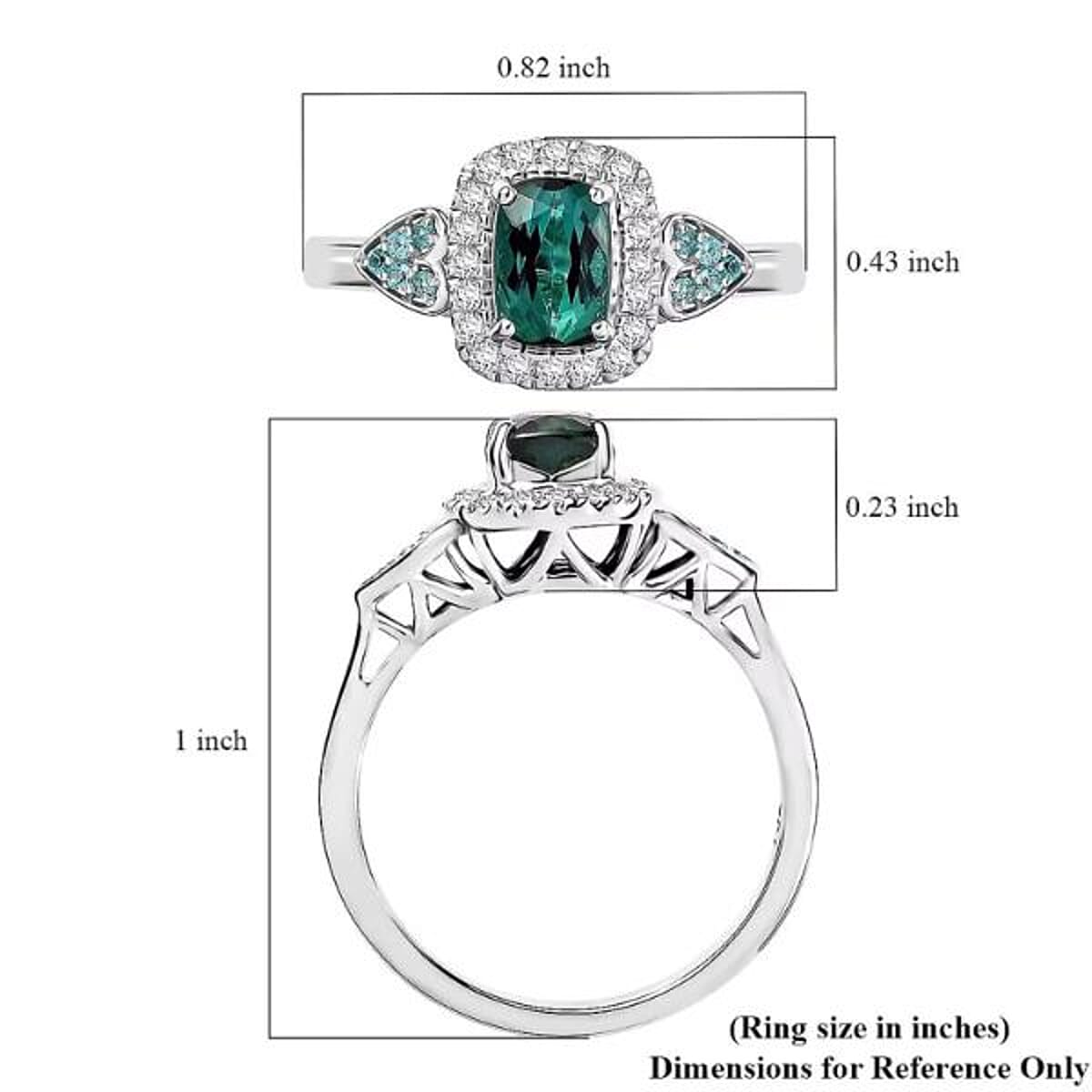 Certified and Appraised Luxoro 10K White Gold AAA Pirineu Lagoon Tourmaline, Paraiba Tourmaline and Diamond (I2) (0.22 cts) Ring (Size 5.5) 1.11 ctw image number 5