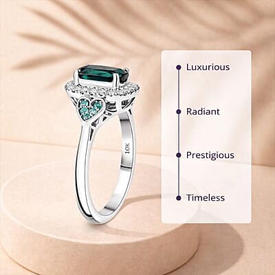 Certified and Appraised Luxoro AAA Pirineu Lagoon Tourmaline, Paraiba Tourmaline and I2 Diamond 1.11 ctw Ring in 10K White Gold (Size 6.0)