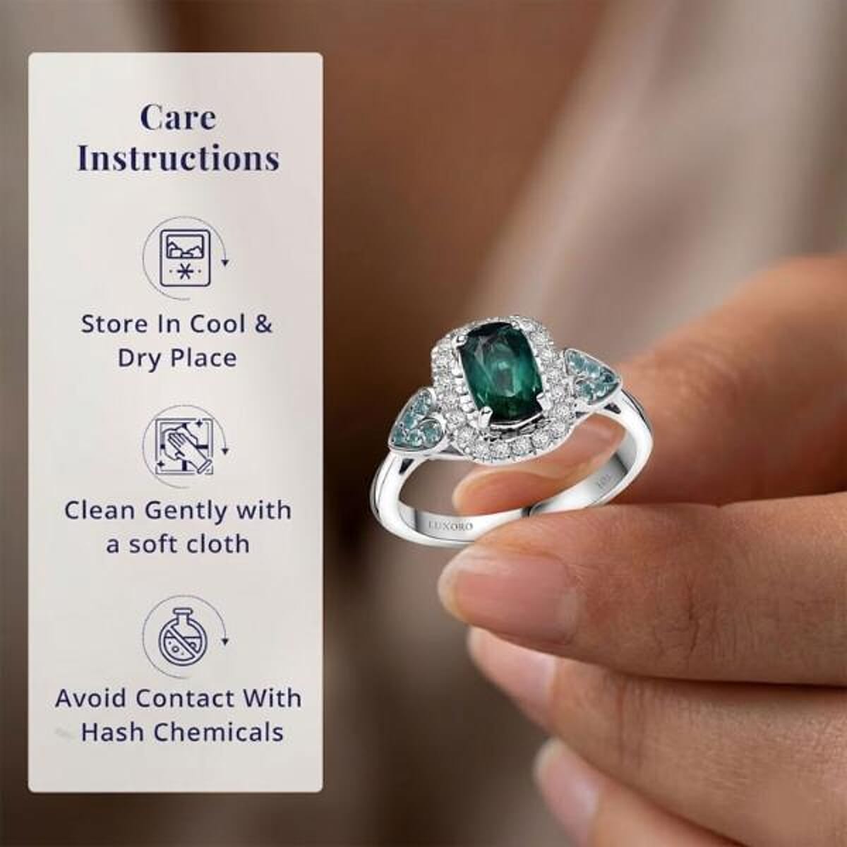 Certified and Appraised Luxoro AAA Pirineu Lagoon Tourmaline, Paraiba Tourmaline and I2 Diamond 1.11 ctw Ring in 10K White Gold (Size 9.0) image number 4