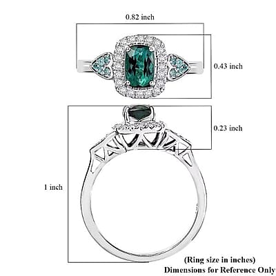 Certified and Appraised Luxoro AAA Pirineu Lagoon Tourmaline, Paraiba Tourmaline and I2 Diamond 1.11 ctw Ring in 10K White Gold (Size 9.0)