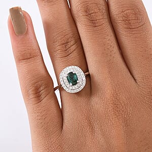 Certified and Appraised Luxoro 10K White Gold AAA Pirineu Lagoon Tourmaline, Diamond (I2) (0.37 cts) Ring (Size 10.0) 1.16 ctw