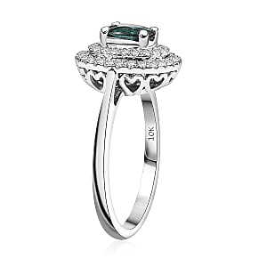 Certified and Appraised Luxoro 10K White Gold AAA Pirineu Lagoon Tourmaline, Diamond (I2) (0.37 cts) Ring (Size 10.0) 1.16 ctw