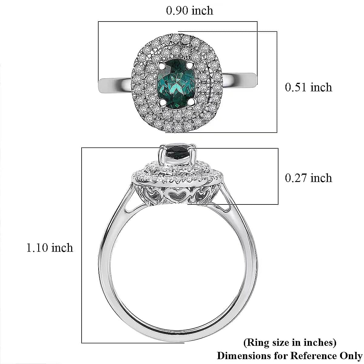Certified and Appraised Luxoro 10K White Gold AAA Pirineu Lagoon Tourmaline, Diamond (I2) (0.37 cts) Ring (Size 11.0) 1.16 ctw image number 5