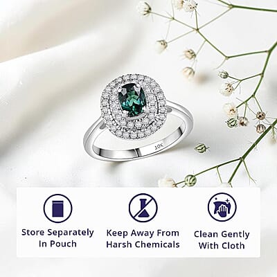 Certified and Appraised Luxoro AAA Pirineu Lagoon Tourmaline and I2 Diamond 1.16 ctw Ring in 10K White Gold (Size 7.0)