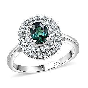 Certified and Appraised Luxoro AAA Pirineu Lagoon Tourmaline and I2 Diamond 1.16 ctw Ring in 10K White Gold (Size 8.0)