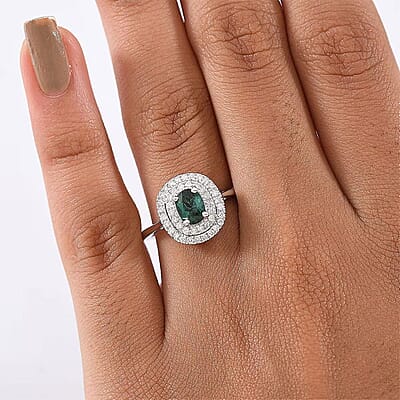 Certified and Appraised Luxoro AAA Pirineu Lagoon Tourmaline and I2 Diamond 1.16 ctw Ring in 10K White Gold (Size 8.0)