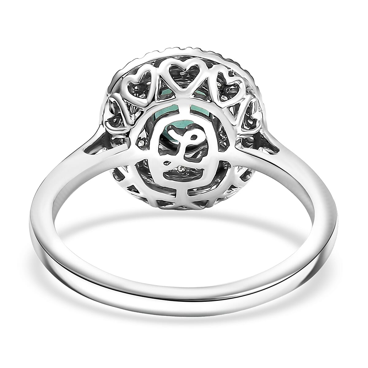 Certified and Appraised Luxoro AAA Pirineu Lagoon Tourmaline and I2 Diamond 1.16 ctw Ring in 10K White Gold (Size 8.0) image number 4