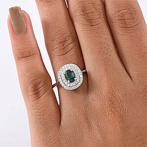 Certified and Appraised Luxoro 10K White Gold AAA Pirineu Lagoon Tourmaline, Diamond (I2) (0.37 cts) Ring (Size 8.5) 1.16 ctw
