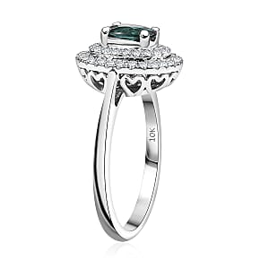 Certified and Appraised Luxoro AAA Pirineu Lagoon Tourmaline and I2 Diamond 1.16 ctw Ring in 10K White Gold (Size 9.0)