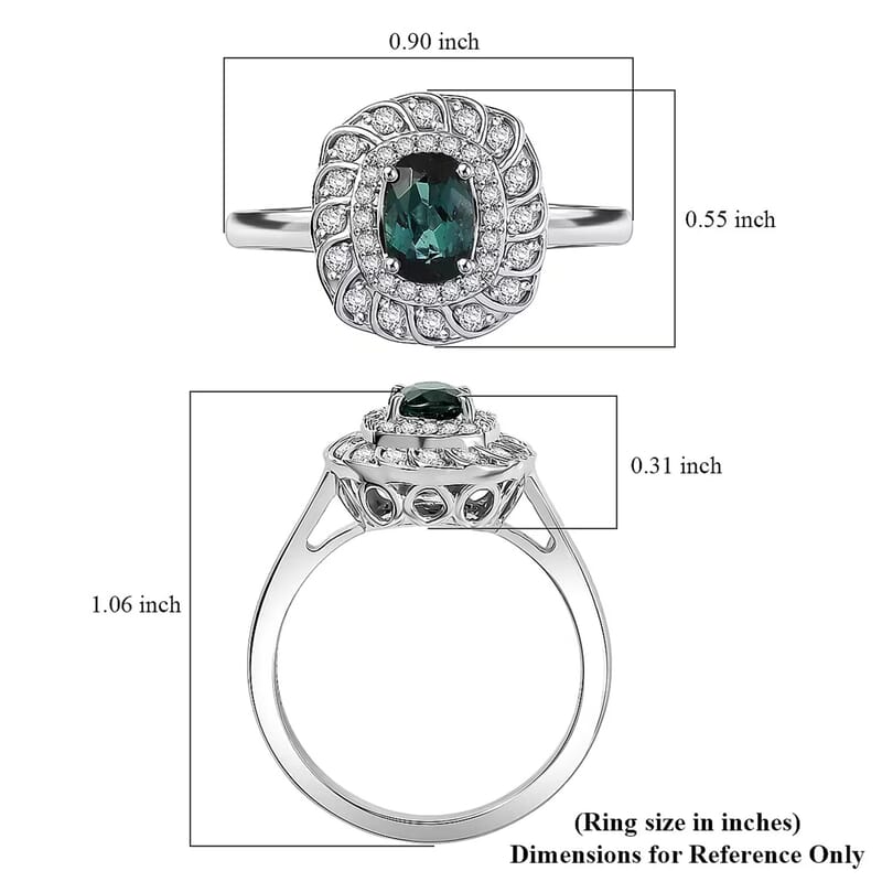 Certified and Appraised Luxoro 10K White Gold AAA Pirineu Lagoon Tourmaline, Diamond (I2) (0.28 cts) Ring (Size 11.0) 1.07 ctw