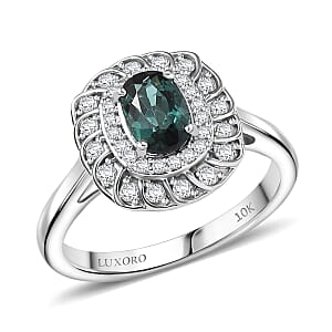 Certified and Appraised Luxoro AAA Pirineu Lagoon Tourmaline and I2 Diamond 1.07 ctw Ring in 10K White Gold (Size 6.0)