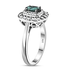 Certified and Appraised Luxoro AAA Pirineu Lagoon Tourmaline and I2 Diamond 1.07 ctw Ring in 10K White Gold (Size 6.0)