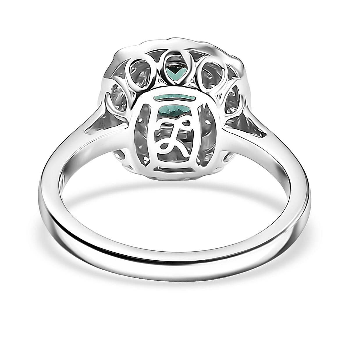 Certified and Appraised Luxoro AAA Pirineu Lagoon Tourmaline and I2 Diamond 1.07 ctw Ring in 10K White Gold (Size 6.0) image number 4