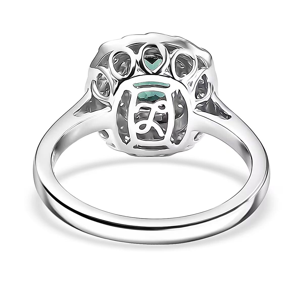 Certified and Appraised Luxoro AAA Pirineu Lagoon Tourmaline and I2 Diamond 1.07 ctw Ring in 10K White Gold (Size 6.0) image number 6