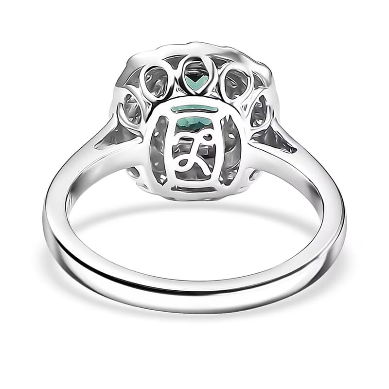 Certified and Appraised Luxoro AAA Pirineu Lagoon Tourmaline and I2 Diamond 1.07 ctw Ring in 10K White Gold (Size 6.0)