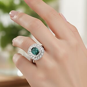 Certified and Appraised Luxoro AAA Pirineu Lagoon Tourmaline and I2 Diamond 1.07 ctw Ring in 10K White Gold (Size 7.0)