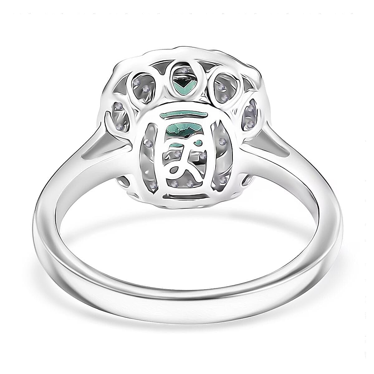 Certified and Appraised Luxoro AAA Pirineu Lagoon Tourmaline and I2 Diamond 1.07 ctw Ring in 10K White Gold (Size 7.0) image number 4