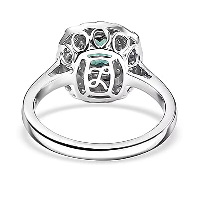 Certified and Appraised Luxoro AAA Pirineu Lagoon Tourmaline and I2 Diamond 1.07 ctw Ring in 10K White Gold (Size 7.0)
