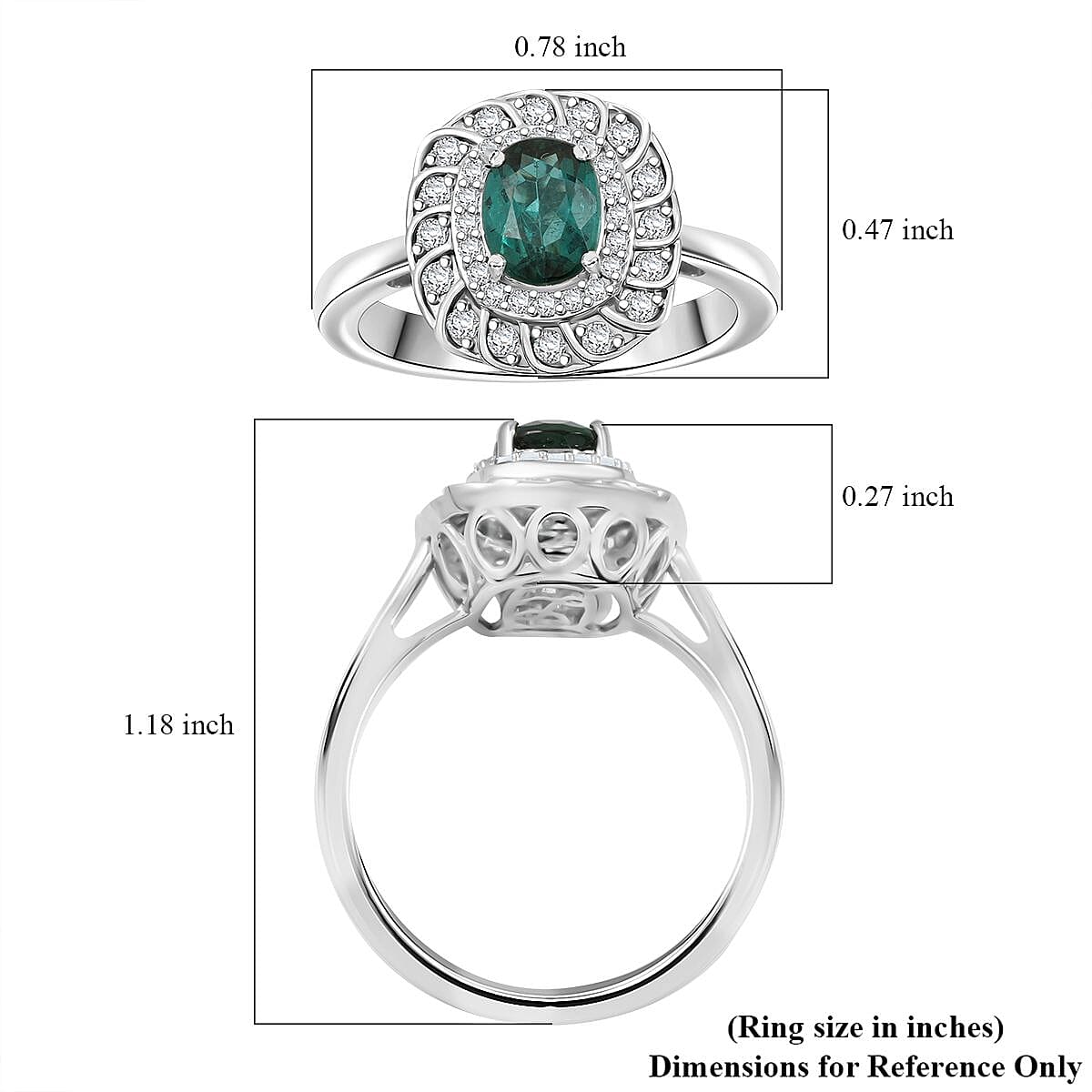 Certified and Appraised Luxoro AAA Pirineu Lagoon Tourmaline and I2 Diamond 1.07 ctw Ring in 10K White Gold (Size 8.0) image number 5