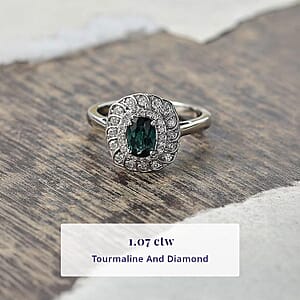Certified and Appraised Luxoro 10K White Gold AAA Pirineu Lagoon Tourmaline, Diamond (I2) (0.28 cts) Ring (Size 8.5) 1.07 ctw