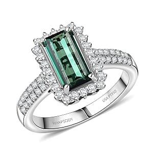 Certified & Appraised Rhapsody AAAA Pirineu Lagoon Tourmaline and E-F VS Diamond 2.68 ctw Ring in 950 Platinum (Size 7.0) 7 Grams