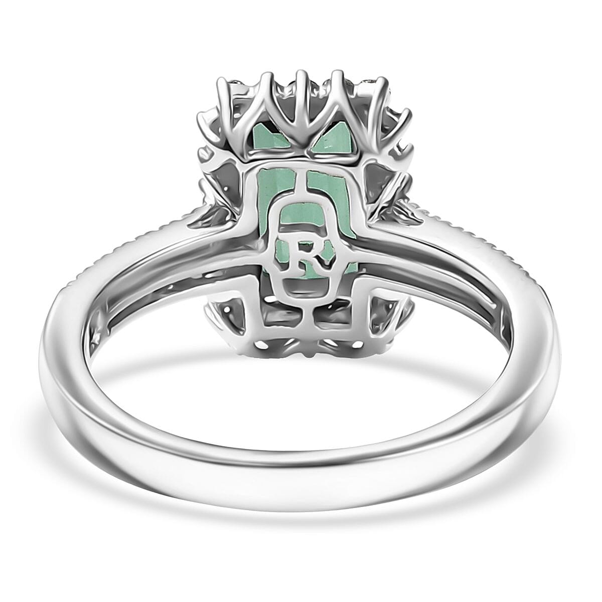 Certified & Appraised Rhapsody AAAA Pirineu Lagoon Tourmaline and E-F VS Diamond 2.68 ctw Ring in 950 Platinum (Size 7.0) 7 Grams image number 4