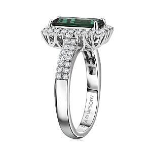Certified & Appraised Rhapsody AAAA Pirineu Lagoon Tourmaline and Diamond E-F VS 2.68 ctw Ring in 950 Platinum (Size 8.0) 7 Grams