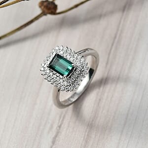Certified & Appraised Rhapsody AAAA Lagoon Tourmaline and Diamond E-F VS 1.90 ctw Ring in 950 Platinum (Size 10.0) 7.12 Grams