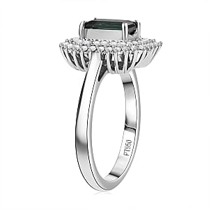 Certified & Appraised Rhapsody AAAA Lagoon Tourmaline and Diamond E-F VS 1.90 ctw Ring in 950 Platinum (Size 10.0) 7.12 Grams