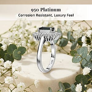 Certified & Appraised Rhapsody AAAA Lagoon Tourmaline and Diamond E-F VS 1.90 ctw Ring in 950 Platinum (Size 5.0) 7.12 Grams