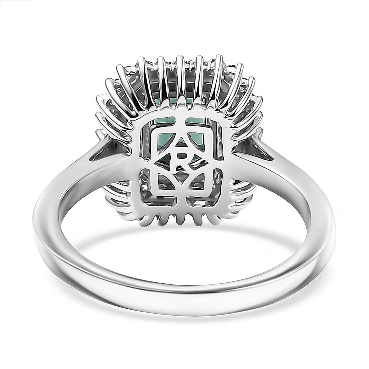 Certified & Appraised Rhapsody AAAA Lagoon Tourmaline and Diamond E-F VS 1.90 ctw Ring in 950 Platinum (Size 5.0) 7.12 Grams image number 6