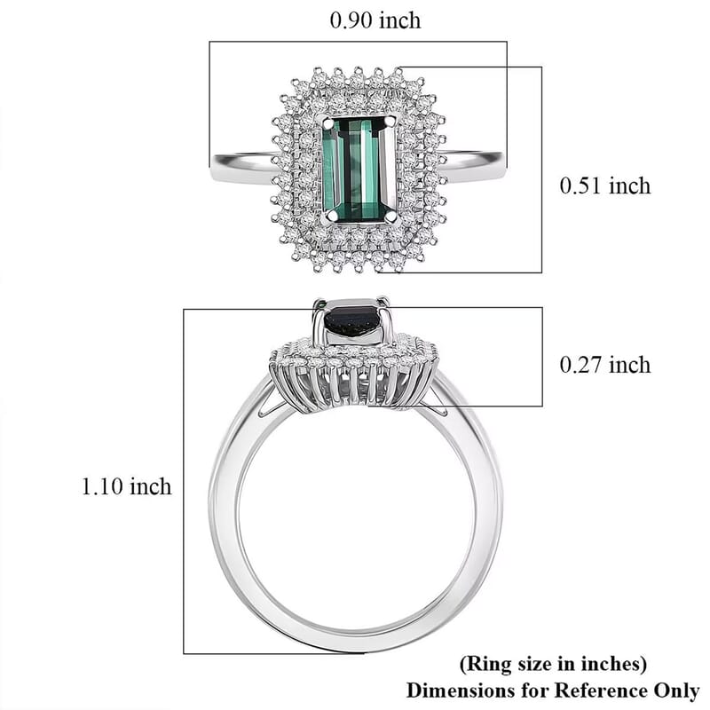 Certified & Appraised Rhapsody AAAA Lagoon Tourmaline and Diamond E-F VS 1.90 ctw Ring in 950 Platinum (Size 5.5) 7.12 Grams