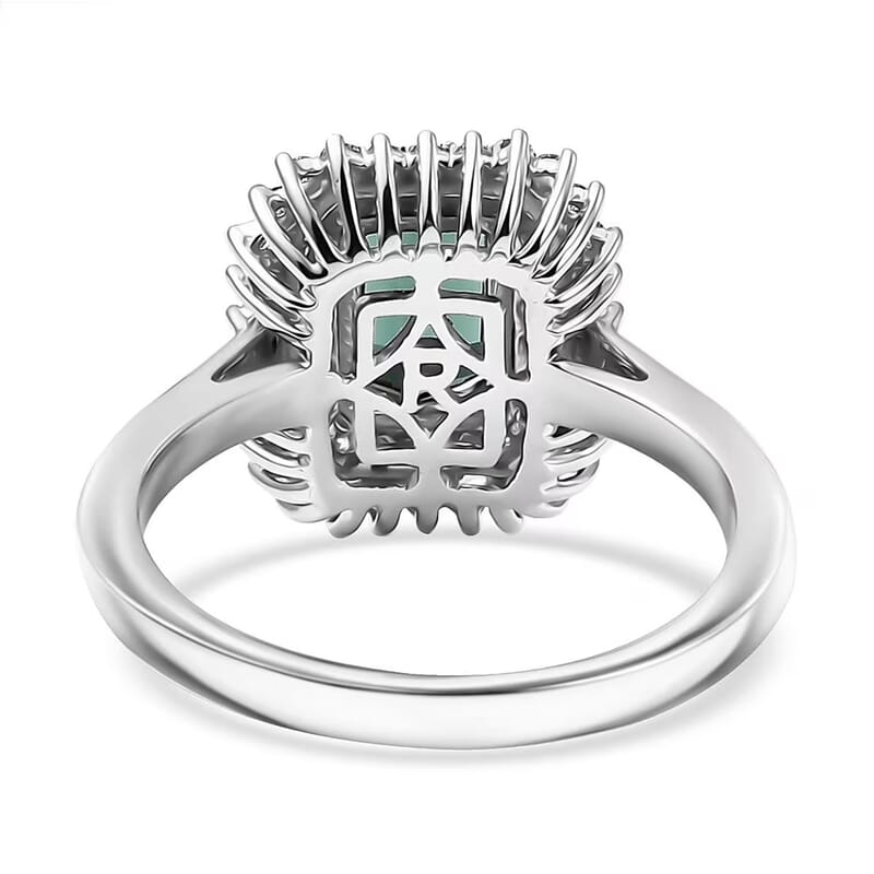 Certified & Appraised Rhapsody AAAA Lagoon Tourmaline and Diamond E-F VS 1.90 ctw Ring in 950 Platinum (Size 5.5) 7.12 Grams