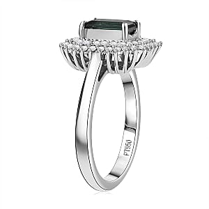 Certified & Appraised Rhapsody AAAA Lagoon Tourmaline and Diamond E-F VS 1.90 ctw Ring in 950 Platinum (Size 7.0) 7.12 Grams