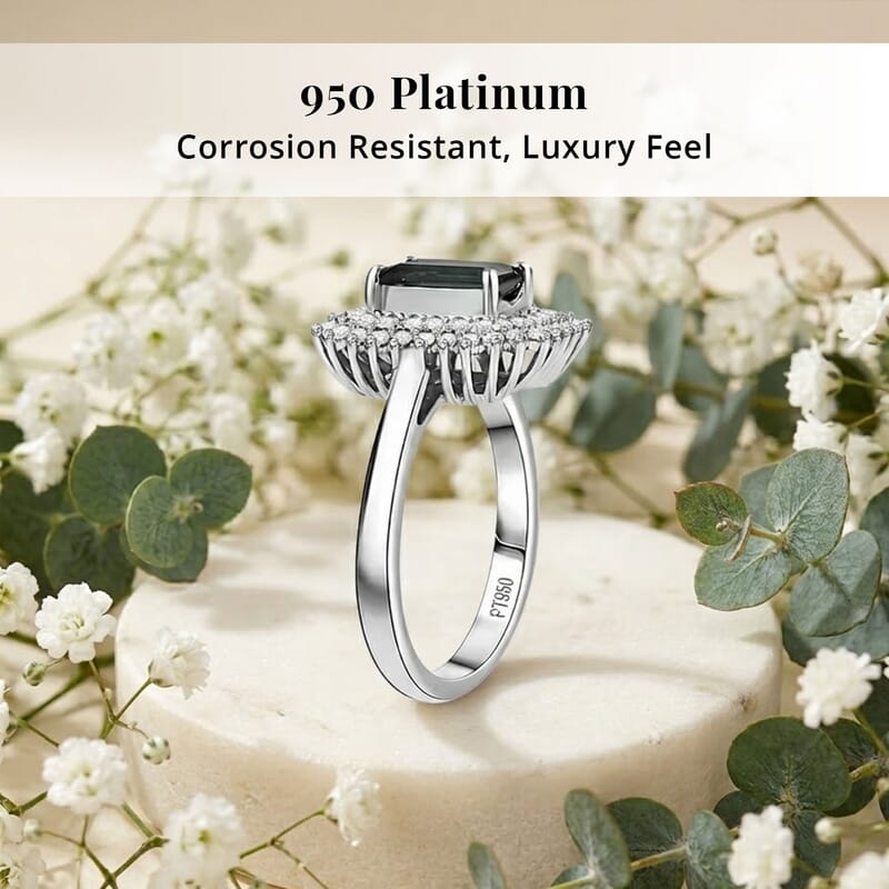 Certified & Appraised Rhapsody AAAA Lagoon Tourmaline and Diamond E-F VS 1.90 ctw Ring in 950 Platinum (Size 7.5) 7.12 Grams