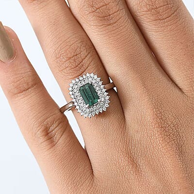 Certified & Appraised Rhapsody AAAA Lagoon Tourmaline and Diamond E-F VS 1.90 ctw Ring in 950 Platinum (Size 8.5) 7.12 Grams