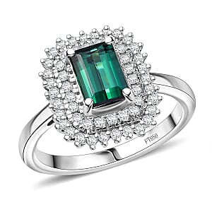 Certified & Appraised Rhapsody AAAA Lagoon Tourmaline and Diamond E-F VS 1.90 ctw Ring in 950 Platinum (Size 9.0) 7.12 Grams