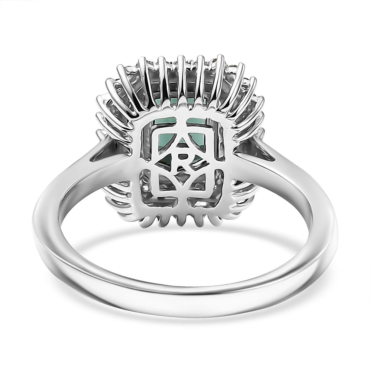 Certified & Appraised Rhapsody AAAA Lagoon Tourmaline and Diamond E-F VS 1.90 ctw Ring in 950 Platinum (Size 9.0) 7.12 Grams image number 4