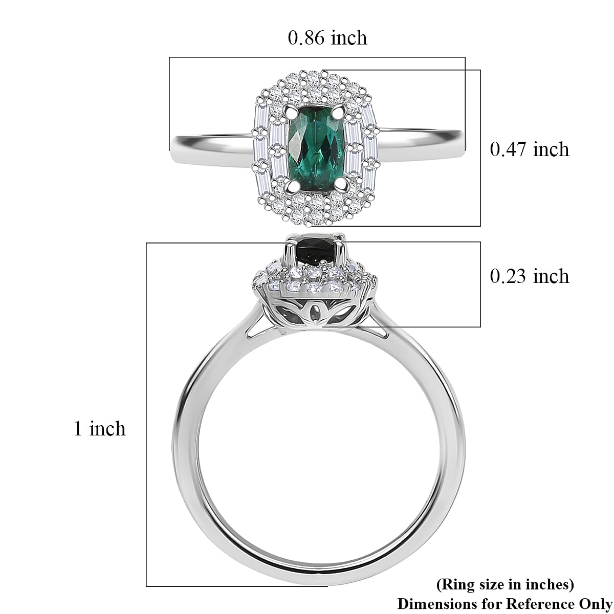 D'Joy Pirineu Lagoon Tourmaline and Moissanite 1.00 ctw Ring in Rhodium Over Sterling Silver (Size 10.0)