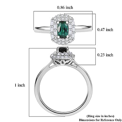 D'Joy Pirineu Lagoon Tourmaline and Moissanite 1.00 ctw Ring in Rhodium Over Sterling Silver (Size 10.0)