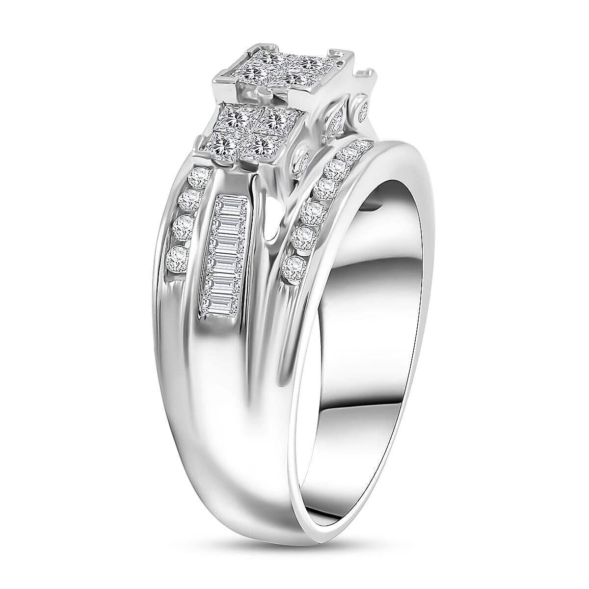 Diamond G-H I2 1.00 ctw Ring in 10K White Gold (Size 8.5) 5.15 Grams image number 3