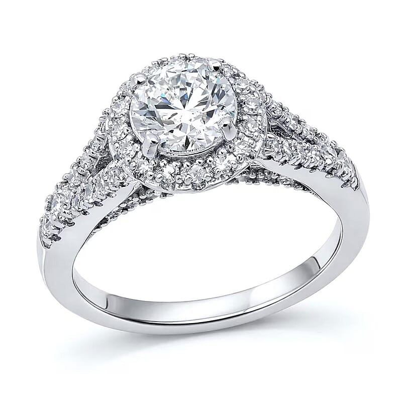 Luxuriant Lab Grown Diamond E-F VS 1.50 ctw Ring in Rhodium Over Sterling Silver (Size 10.0)