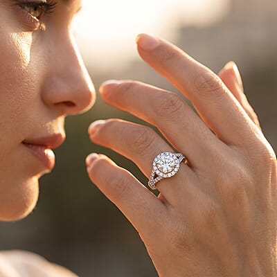 Luxuriant Lab Grown Diamond E-F VS 1.50 ctw Ring in Rhodium Over Sterling Silver (Size 10.0)