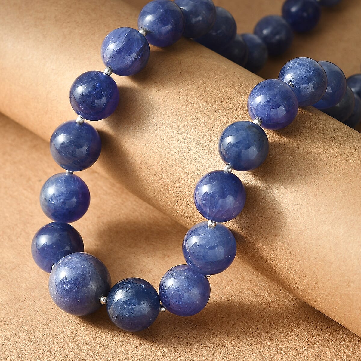 Tanzanite 440.00 ctw Beaded Necklace in Rhodium Over Sterling Silver 18 Inches image number 1