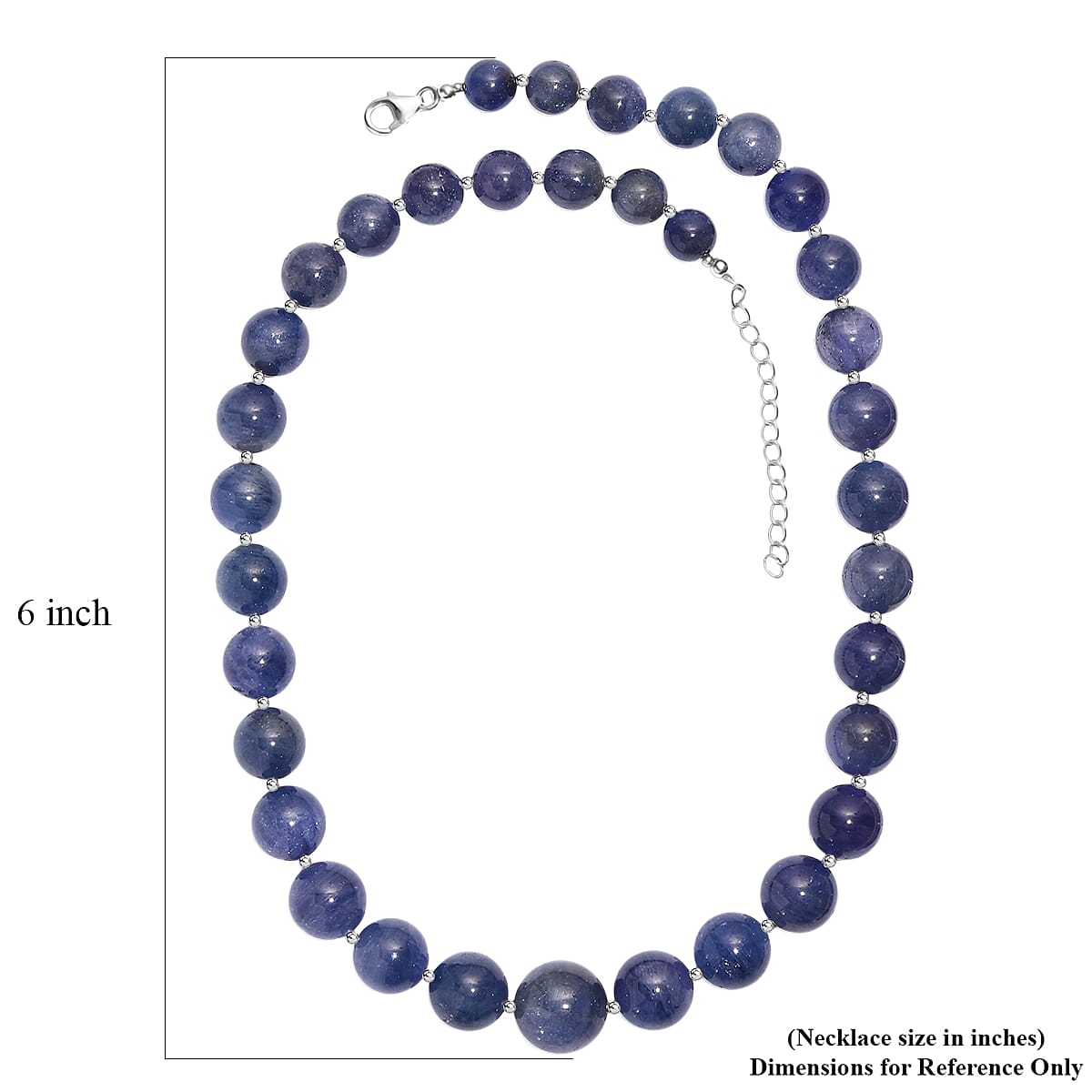Tanzanite 440.00 ctw Beaded Necklace in Rhodium Over Sterling Silver 18 Inches image number 5