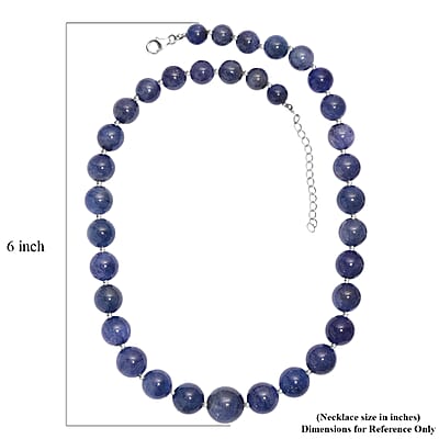 Tanzanite 440.00 ctw Beaded Necklace in Rhodium Over Sterling Silver 18-20 Inches