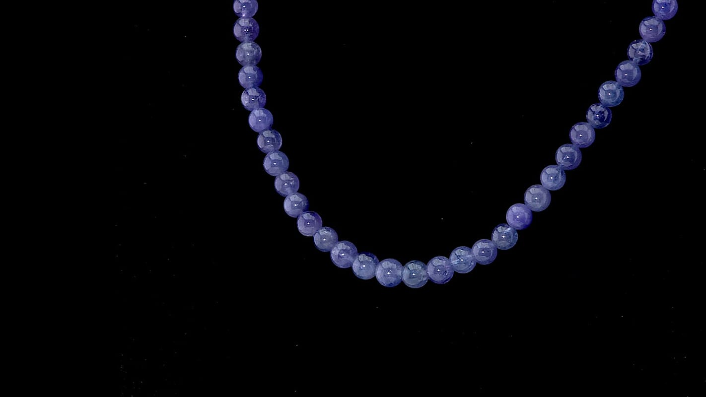 Tanzanite 145.00 ctw Beaded Necklace in Rhodium Over Sterling Silver 18-20 Inches